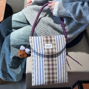 DeSeLiFe原创条纹撞色11寸14寸平板电脑包手提单肩通勤包带夹层