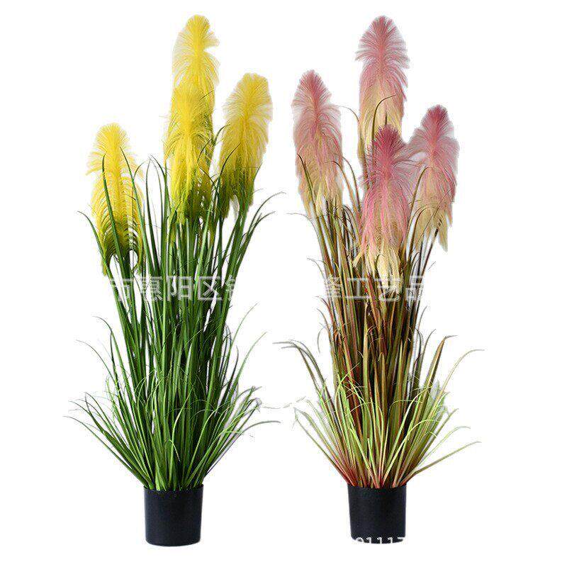仿真彩色瀑布芦苇盆栽仿真植物家居室内北欧简约装饰绿植盆栽