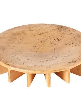 果盘侘寂风仿洞石底座桌面饰品收纳托盘轻奢民宿酒店样板房摆件