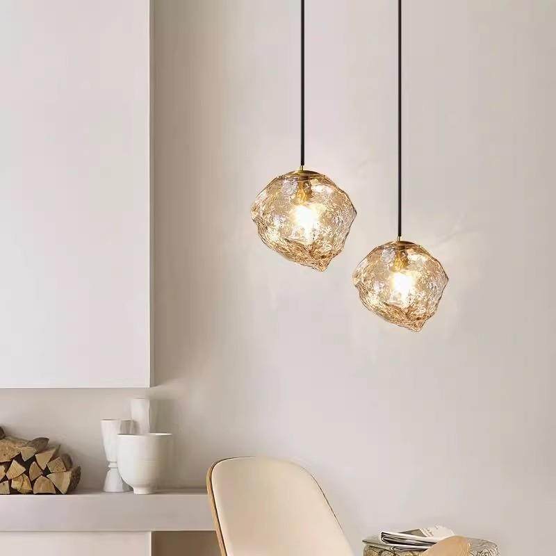 极简艺术冰块餐厅吊灯网红创意吊线灯玄关简约熔岩吧台卧室床头灯