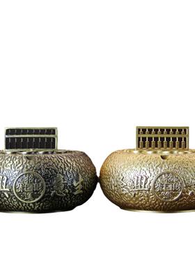 浮雕烟缸工艺品摆件纯黄铜带盖仿飞灰办公室家用烟灰缸时尚烟蛊