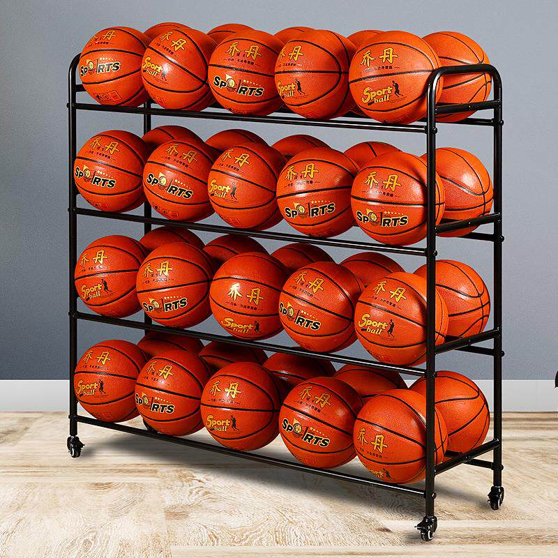 篮球足球收纳架置物架球类收纳推车篮球车展示架移动带轮放球架子