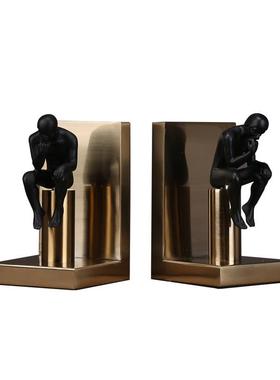 厂家简约现代书房古铜色金属摆件立书靠创意摆件家居摆设人物书挡