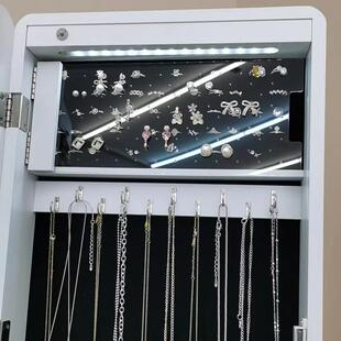 木质全身落地镜首饰柜收纳镜子家用卧室首饰储物带滑轮穿衣镜