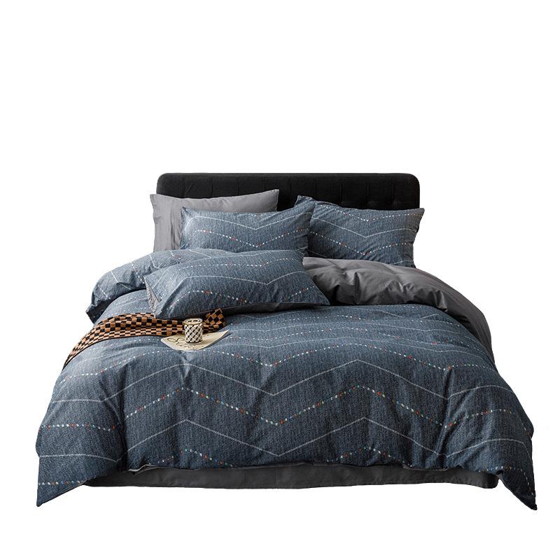 简约欧风全棉床上四件28套棉宿舍被套床男单人三件套北士床笠纯床