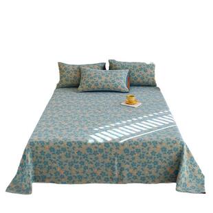 高档长绒棉双层纱夏天床单单件100全棉吸汗褥单双人复古简约风