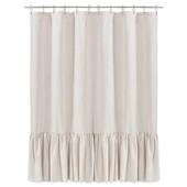 卫生间隔断帘花边素色拼接裙边浴帘棉麻防水荷叶边亚麻