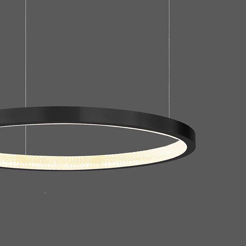 北黑色极简全吊别墅客铜厅灯现欧代简约轻奢大气圆环双圈卧室DT-0