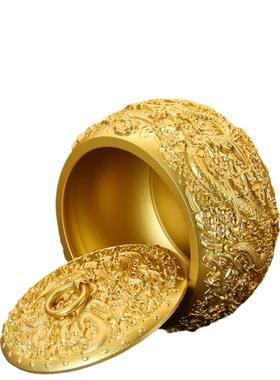 纯黄铜百福聚财龙凤茶叶罐带盖铜米缸大号聚宝盆茶叶盒厂家