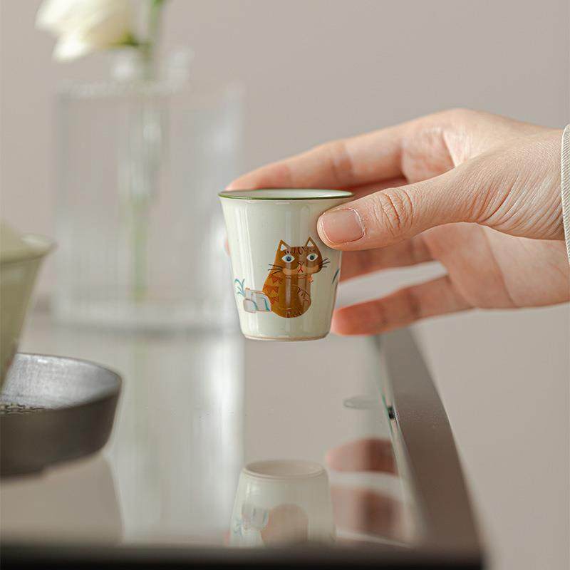 卢清德设计师喵星人系列家用品茗杯功夫茶具陶瓷茶杯单杯,餐饮具,盖碗,淘宝优惠券,粉丝福利购,淘宝优惠卷