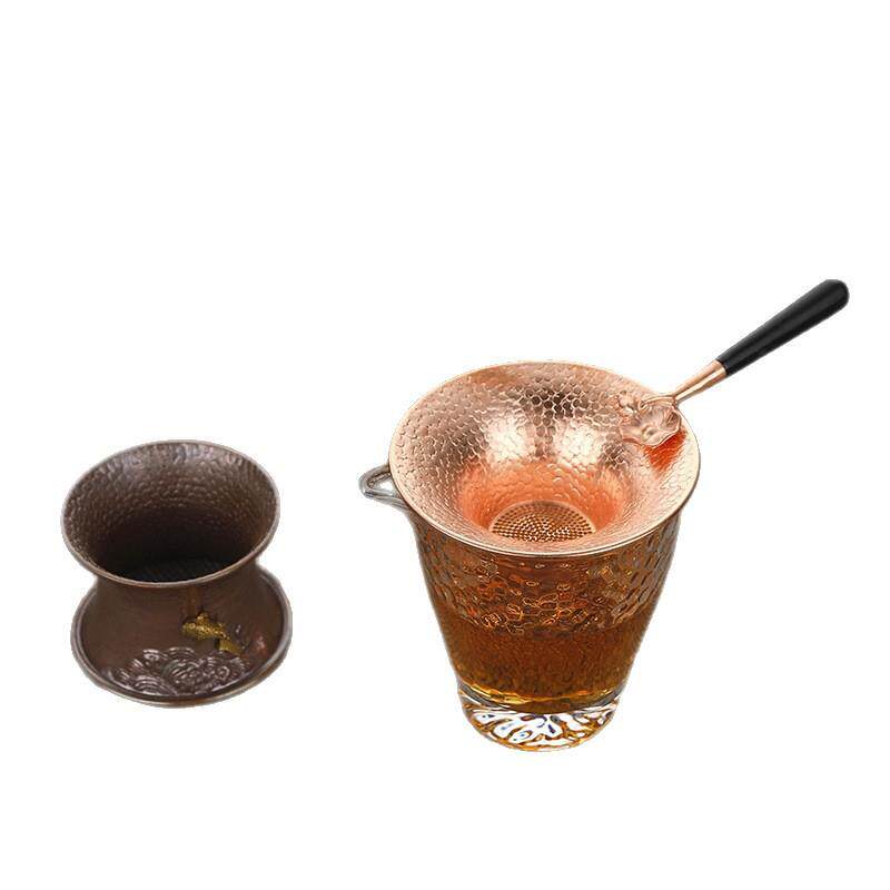 紫铜茶漏网套装功夫茶具配件滤茶器茶叶过滤网创意茶滤日式茶滤器