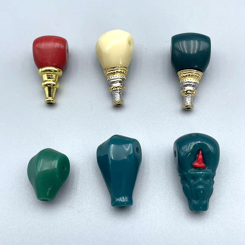 菱镁矿雪巴琉璃直切分体三通刻面光面无相搭配菩提金刚百香籽椰蒂