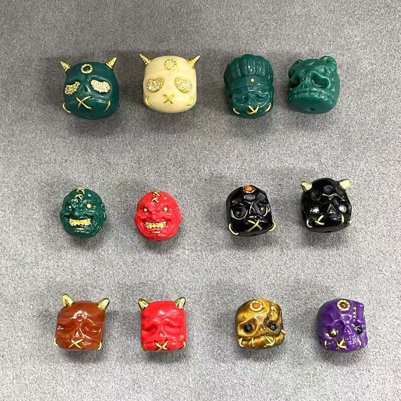 高端文玩手串佛珠diy配饰雪巴琉璃阿呆尸陀林手工镶嵌恶僧酋长图片