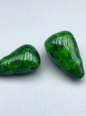 藏式文玩手链项链配件牛骨仿虬角三通艺术品染色翡翠绿色隔珠配饰