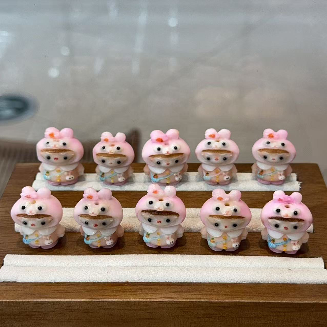 天然象牙果根付兔子拉布布配件手工编织手绳项链文玩佛珠时尚配饰