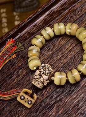 原创骆驼骨文玩手串藏式手编手串骷髅头尸陀林饰品星月菩提多宝珠