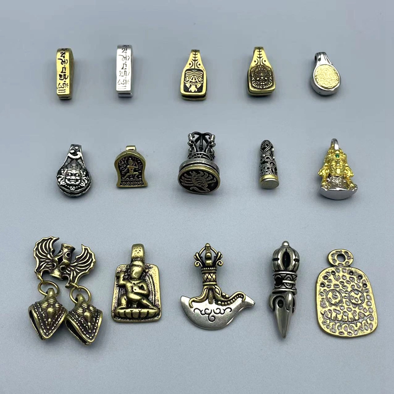 藏式黄铜配件佛珠文玩手串项链活口卡子侧挂提溜背云金刚杵子弟珠