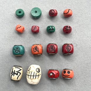 藏传老料器骰子阿呆隔珠大肠隔片藏式文玩diy散珠配饰佛珠配件