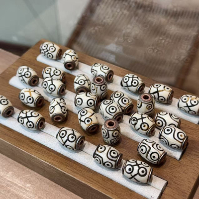 藏传料器咒点桶珠藏式文玩配饰黄铜镶嵌隔珠侧挂手串佛珠diy配珠