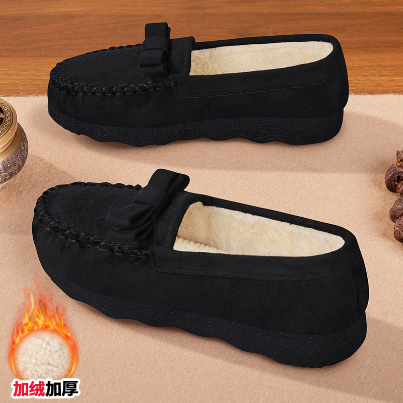 豆豆鞋女加绒一脚蹬雪地靴耐磨