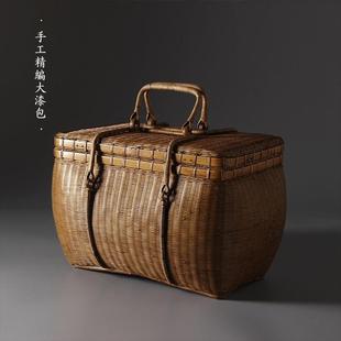 茶具收纳包手提茶笼 夏梦竹编茶箱 手工竹制茶道茶人随身包包便携