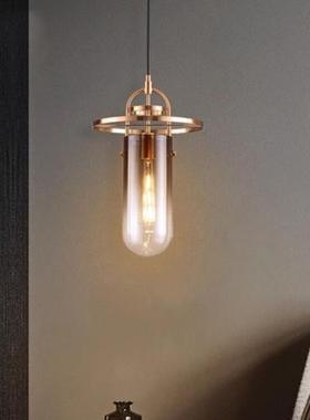 轻奢床头小吊灯烟灰色玻璃罩简约餐厅吧台爱迪生单头卧室吊线灯具