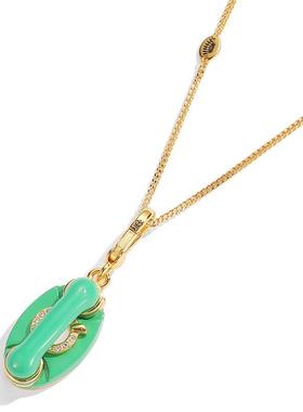 青岛外贸饰品珐琅彩釉立体绿色电话机可打开吊坠毛衣项链女