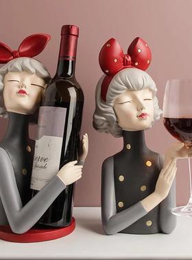 婚庆布置订婚摆件送新人结婚礼物玄关入户电视柜桌面红酒架摆件