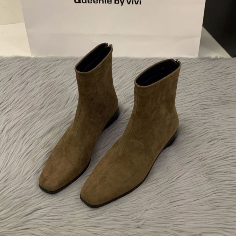 韩系粗跟加绒短靴0355