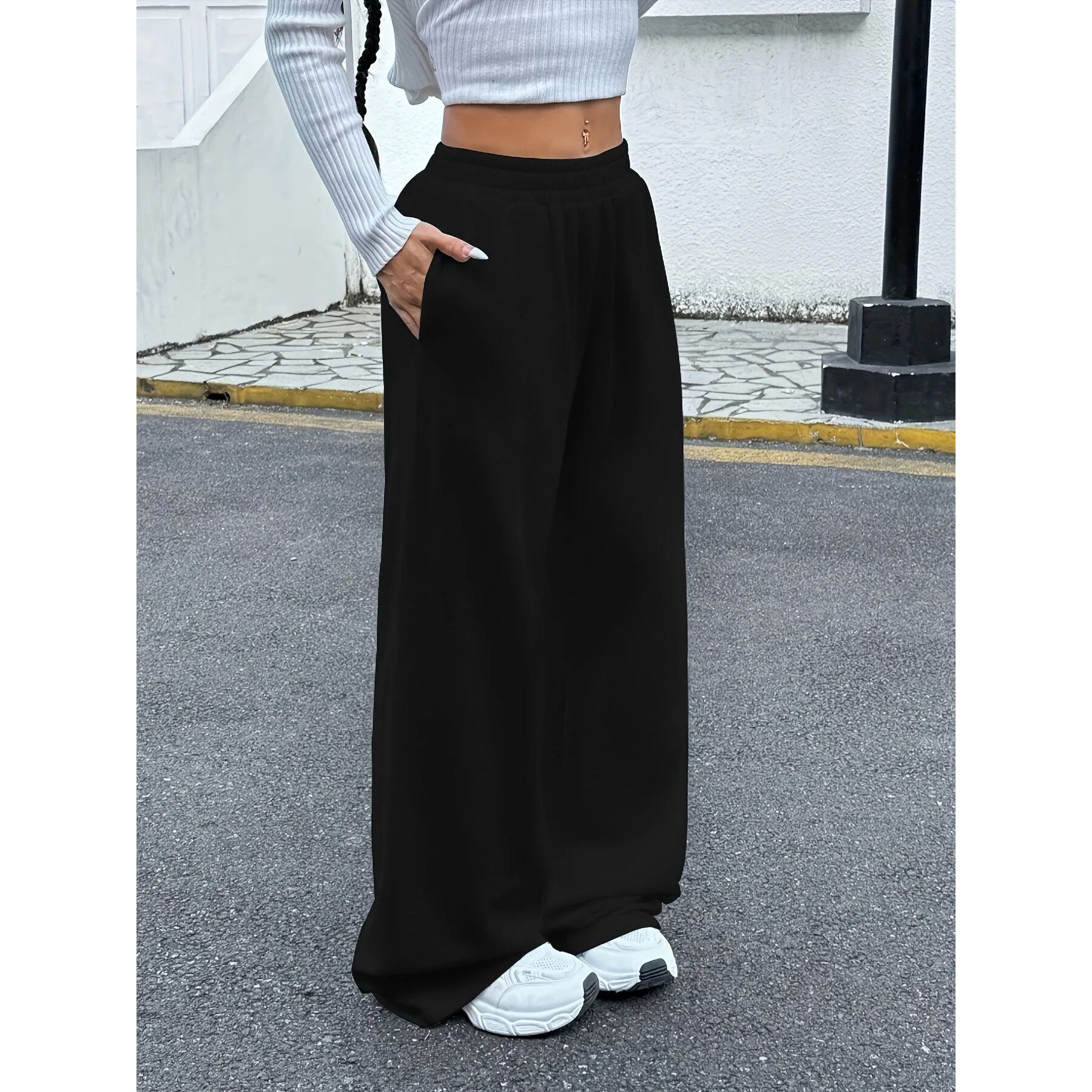 thumbnail for Side pocket minimalist wide leg pants