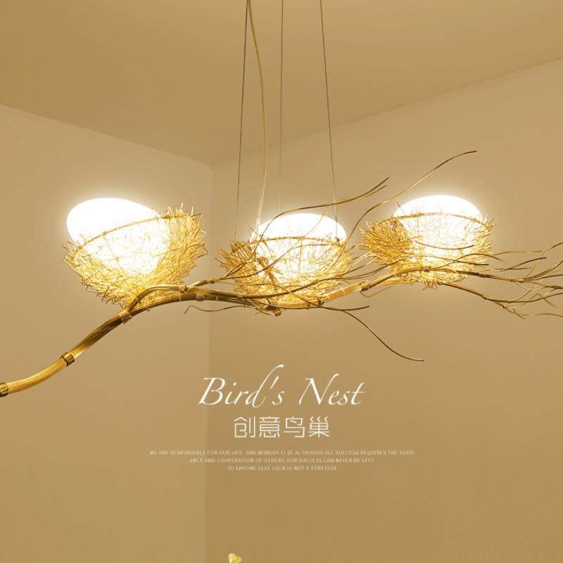现代简约餐厅吊灯客厅创意个性树枝鸟窝卧室北欧鸟巢艺术LED灯具