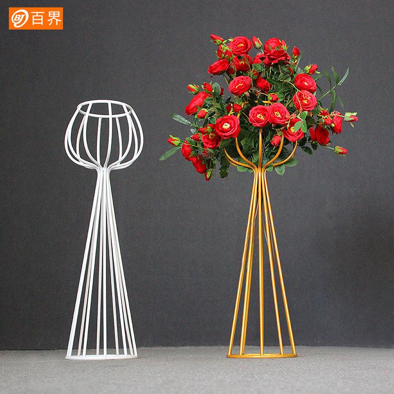 百界婚庆道具铁艺酒杯花器婚礼桌花架子场地布置花架花店装饰摆设