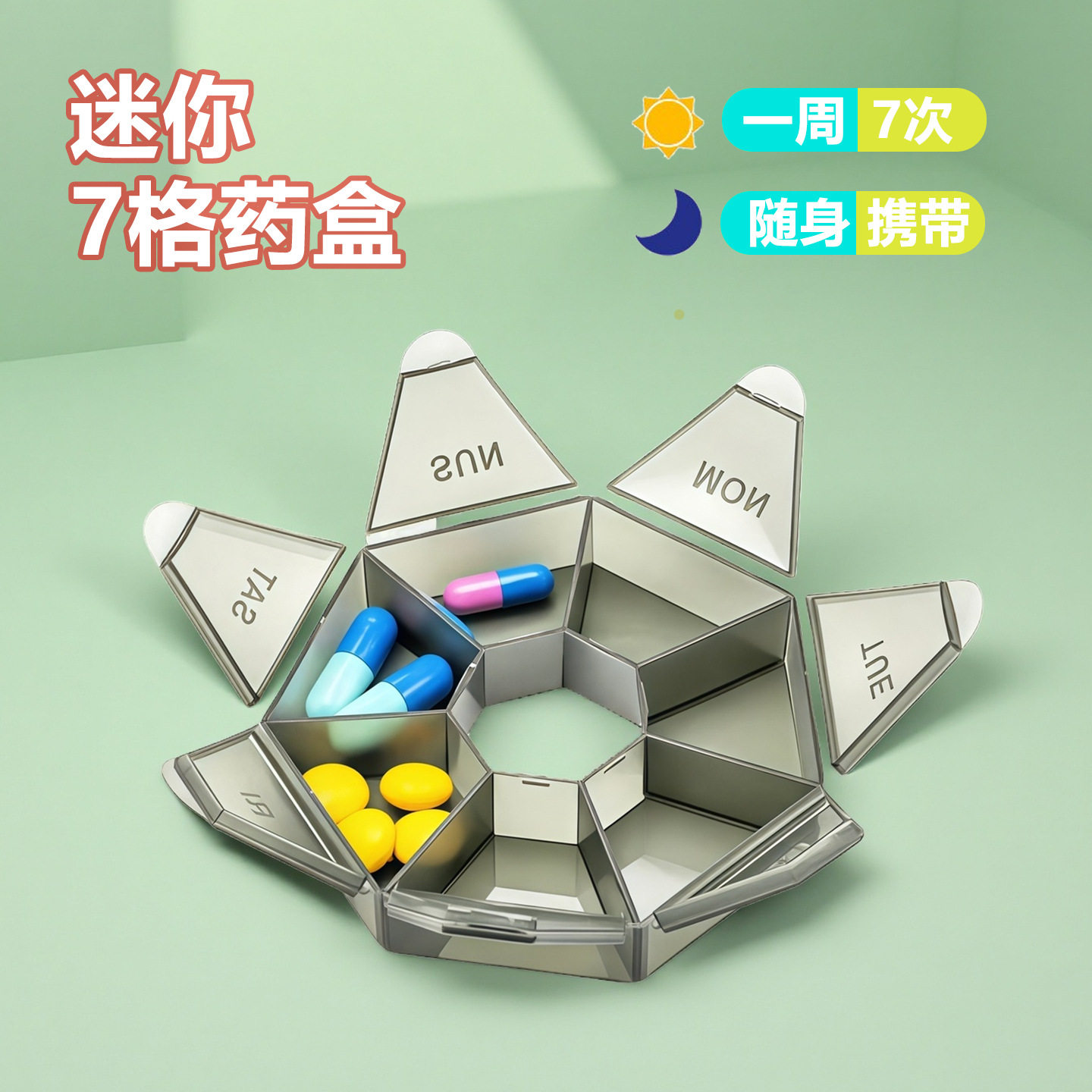 随身便携迷你小药盒药品分装塑料