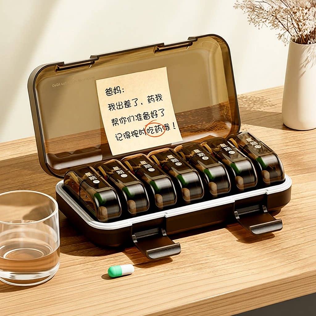 一周便携式大容量早晚分装药盒图片