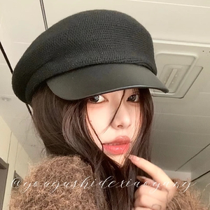 黑色报童帽子女款2025新款保暖防寒贝雷帽时尚百搭显脸小鸭舌帽潮