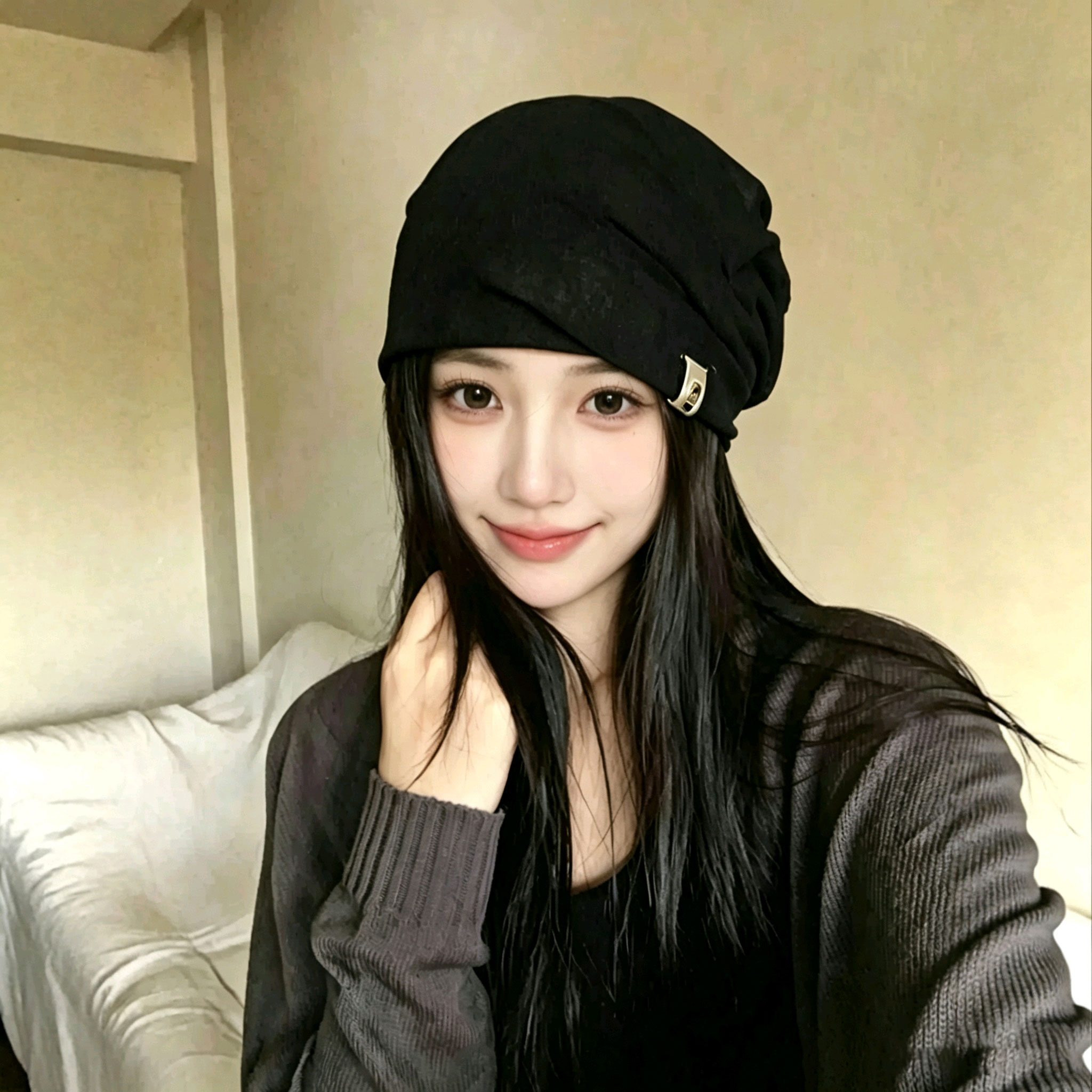 夏季透气网纱堆堆帽女显脸小