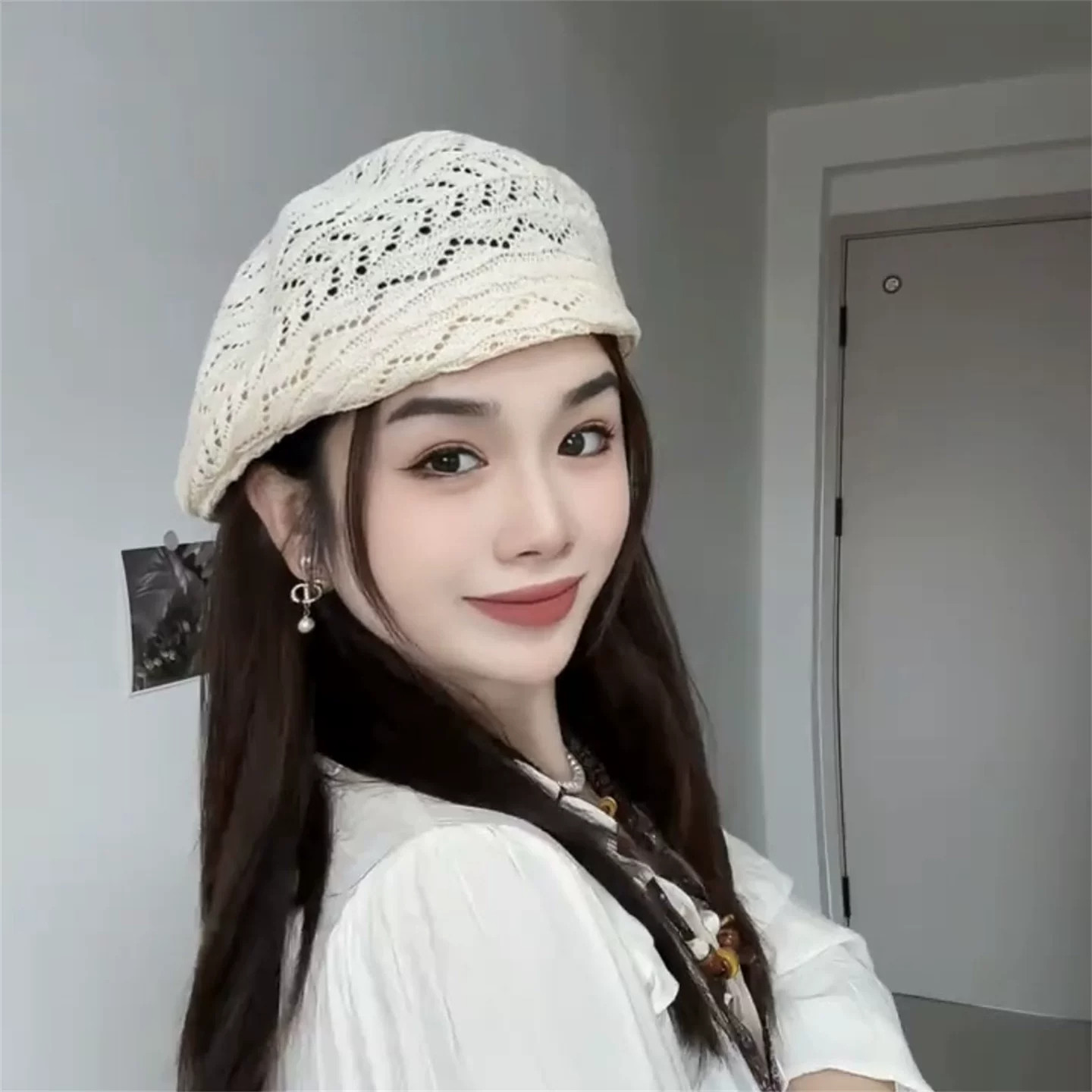 夏季透气定型女款反戴贝雷帽