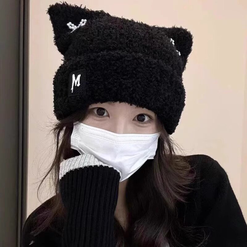 甜美可爱猫耳朵针织帽