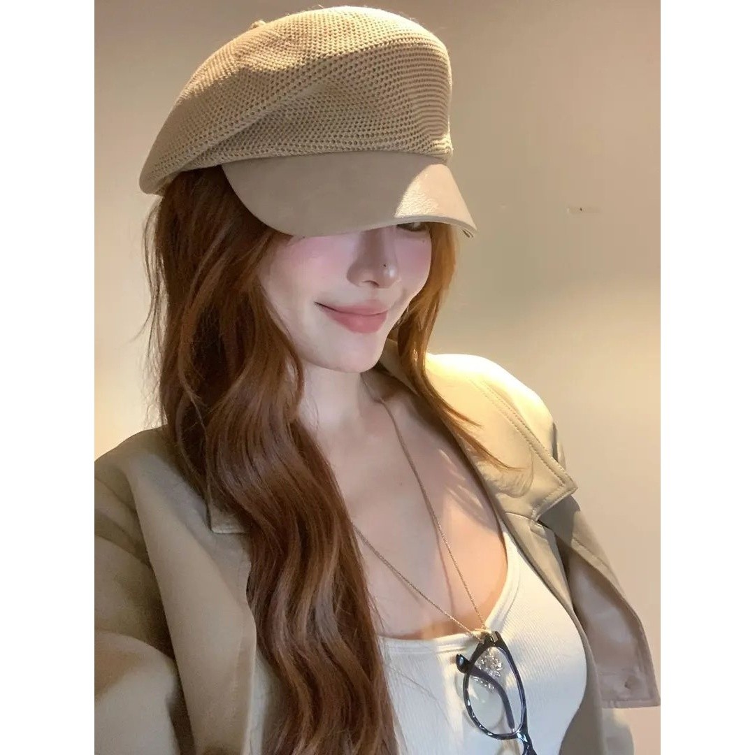 春夏女复古网眼防晒透气报童帽