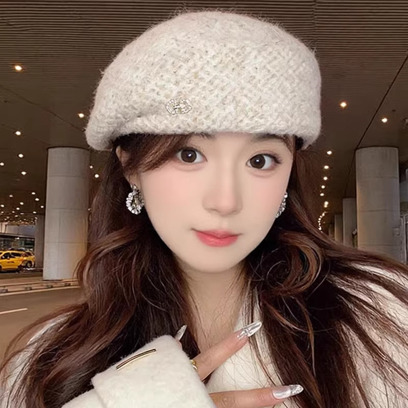 2025新款冬季显脸小贝雷帽女