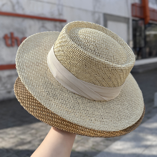 2026新款法式编织草帽男女夏季海边度假沙滩防晒遮阳帽大檐礼帽