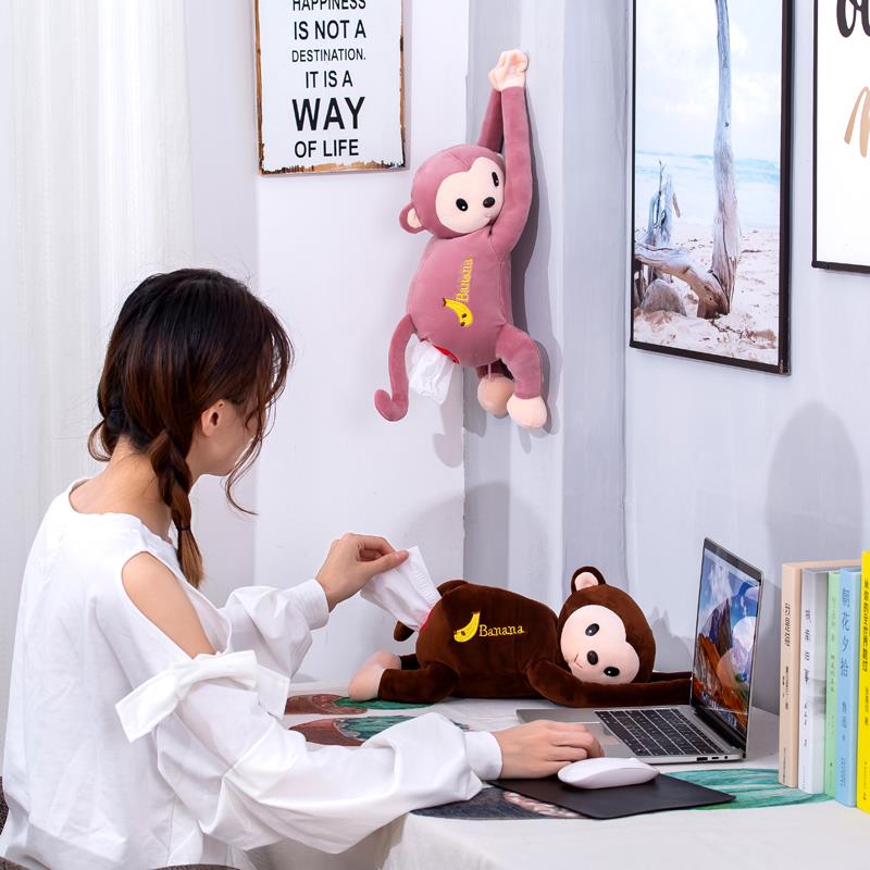 猴子公仔车载抽纸挂式防撞猴窗帘猴车内装饰品纸巾盒摆件创意玩偶