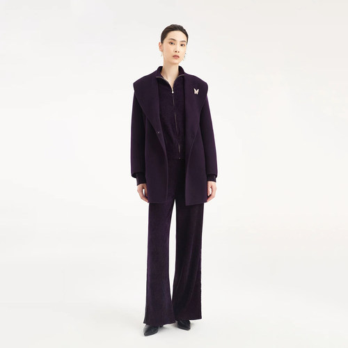 珂莱2025年冬季新款修身毛呢外套