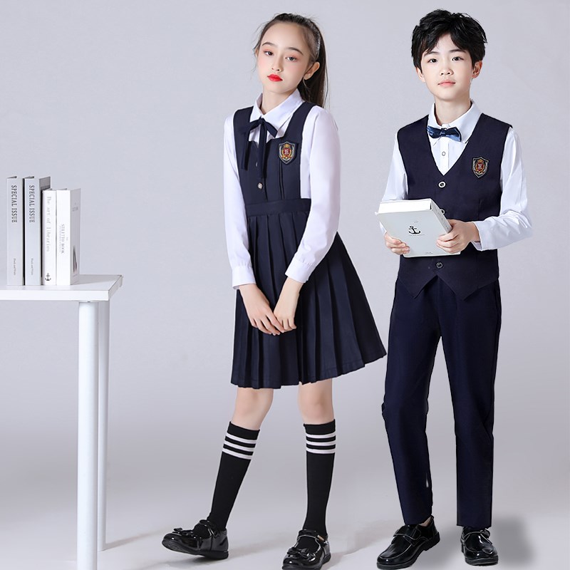 现货速发朗诵衣服小学生儿童大合唱团演出服中大童演讲服装学院风