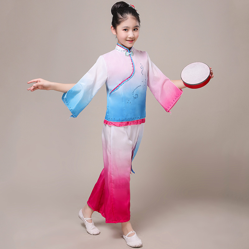 速发小荷风采月愿儿童舞蹈演出服幼儿童秧歌表演服装手鼓六一古典