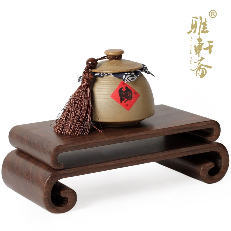 速发红木雕刻奇石托架工艺品摆件 实木质玉石头印章花瓶花盆底座