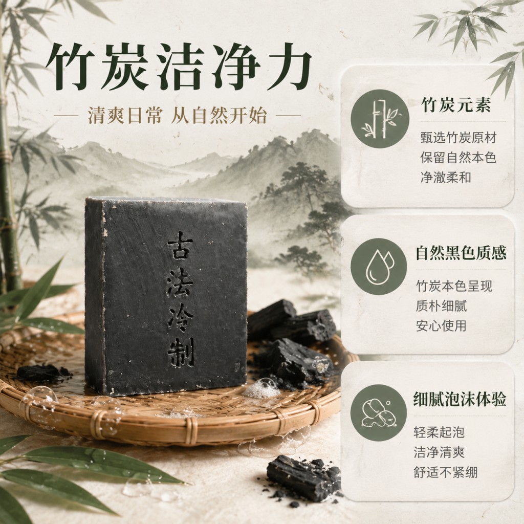 毛孔黑头净化竹炭手工冷制熬