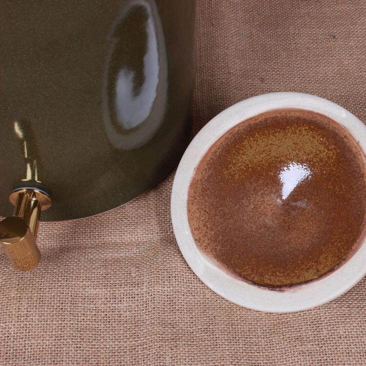 陶瓷工艺品仿古茶叶釉酒水缸带水龙头50斤装酒坛子家居装饰