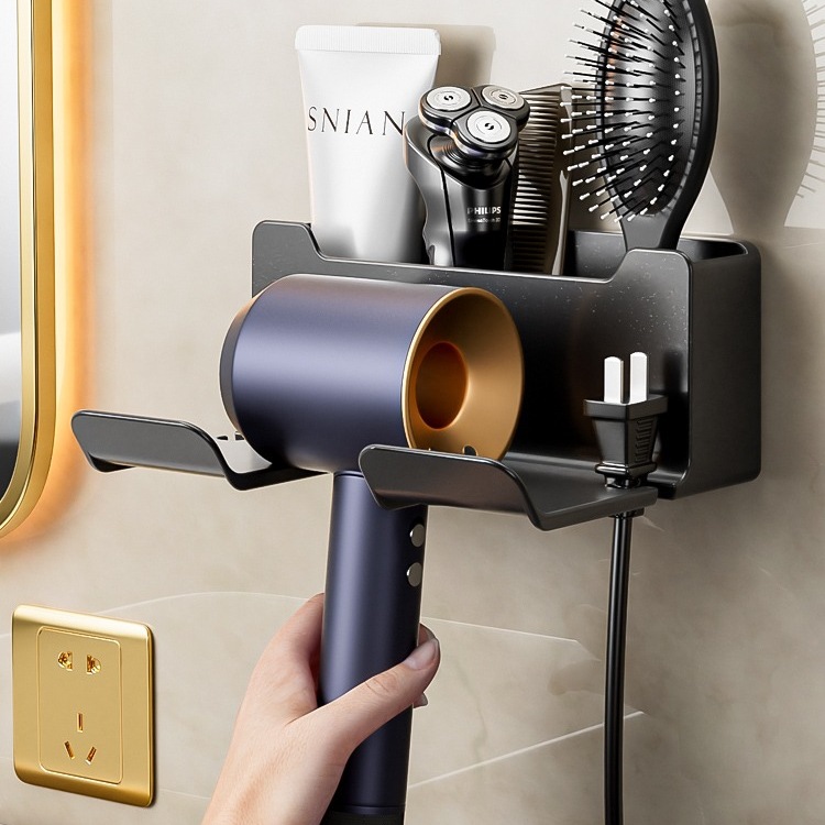 吹风机支架置物架免打孔卫生间风筒架子电吹风挂架放置架解放双手