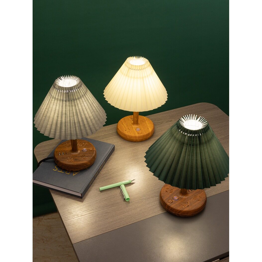 复古装饰小夜灯多功能插座带台灯卧室床头灯可调节亮度北欧ins风